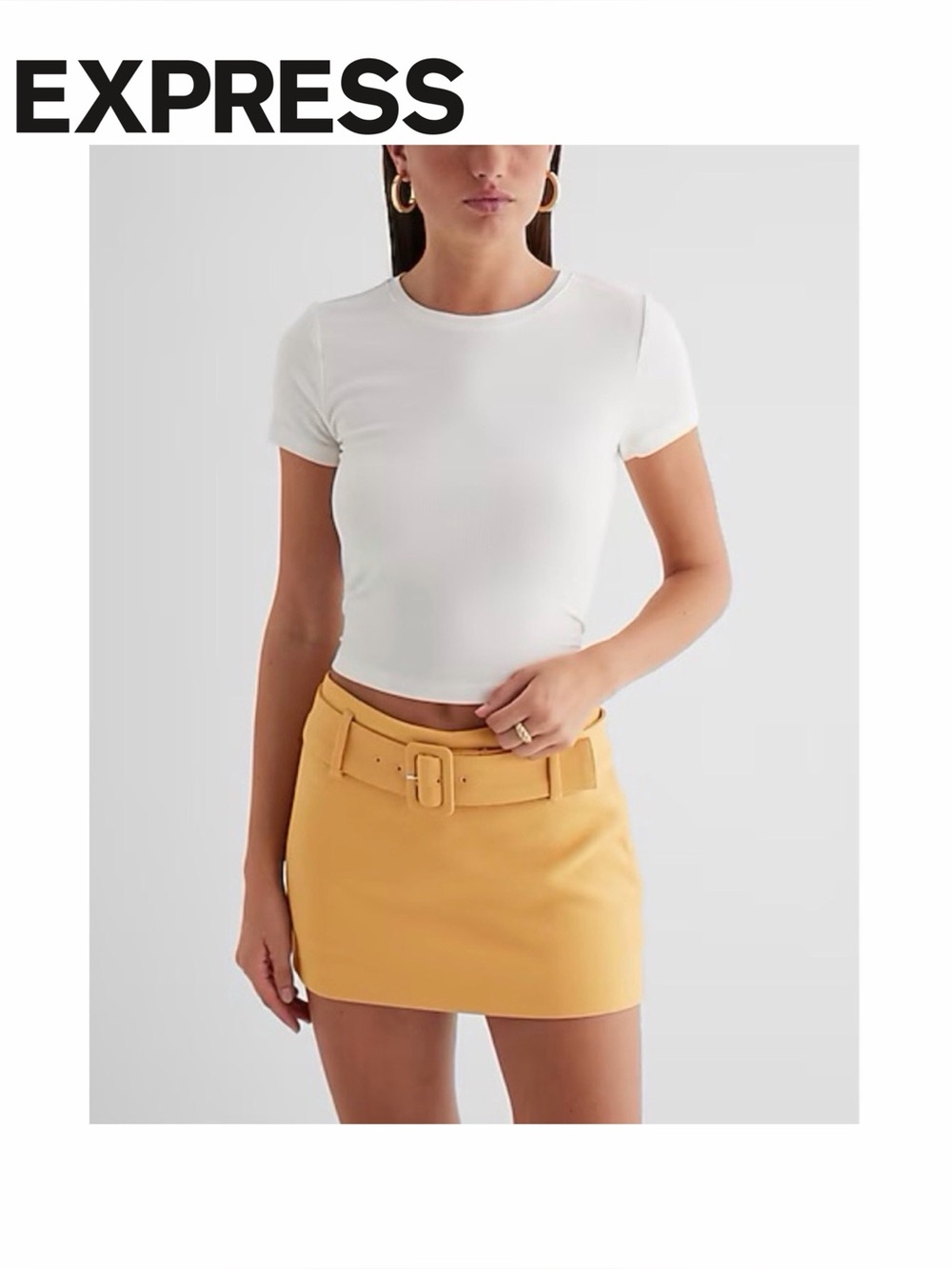 🆕 NWT Express Low Rise Twill Belted Mini Skort in Honey